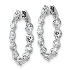 14k White Gold 3 1/5 carat Lab Grown Diamond VS+ F+ Complete Hinged In and Out Hoop Earrings