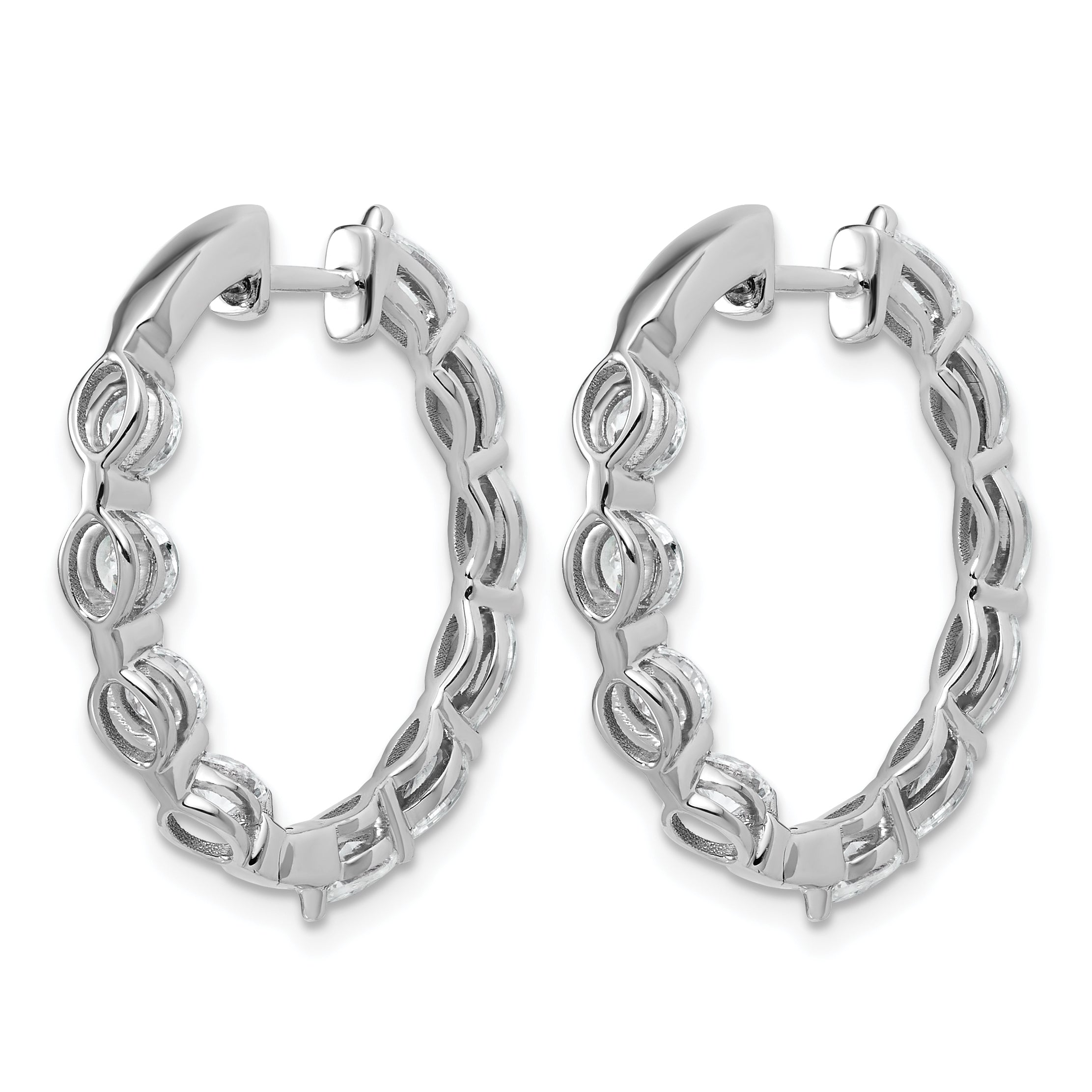 14k White Gold 3 1/5 carat Lab Grown Diamond VS+ F+ Complete Hinged In and Out Hoop Earrings