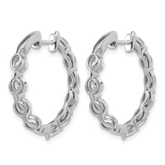 14k White Gold 3 1/5 carat Lab Grown Diamond VS+ F+ Complete Hinged In and Out Hoop Earrings