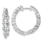 14k White Gold 3 1/5 carat Lab Grown Diamond VS+ F+ Complete Hinged In and Out Hoop Earrings