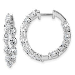 14k White Gold 3 1/5 carat Lab Grown Diamond VS+ F+ Complete Hinged In and Out Hoop Earrings