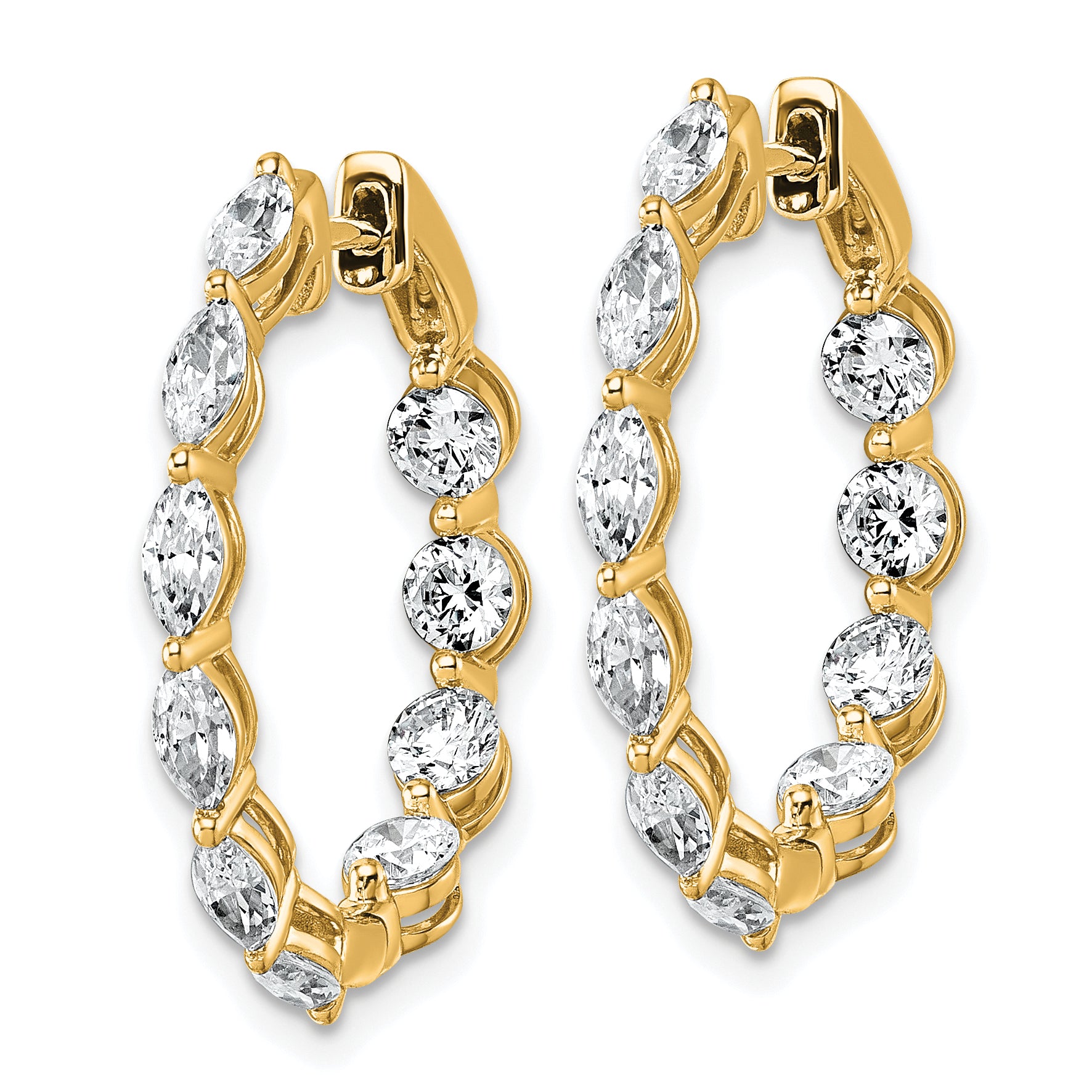14k 3 1/5 carat Lab Grown Diamond VS+ F+ Complete Hinged In and Out Hoop Earrings