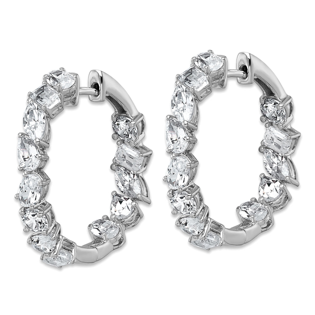 14k White Gold 4 1/2 carat Lab Grown Diamond VS+ F+ Complete Hinged In and Out Hoop Earrings