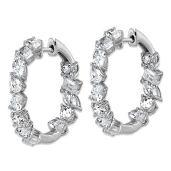 14k White Gold 4 1/2 carat Lab Grown Diamond VS+ F+ Complete Hinged In and Out Hoop Earrings