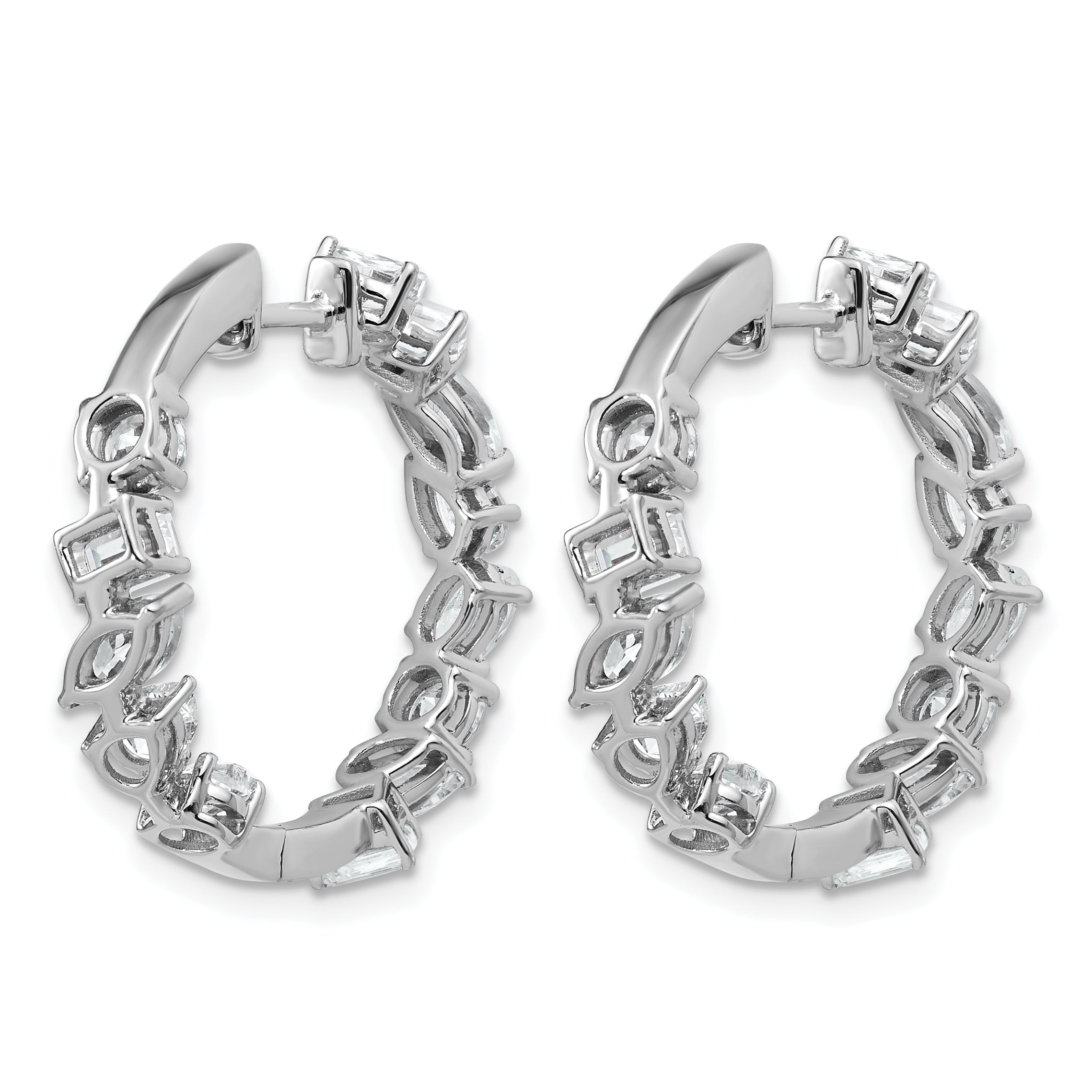 14k White Gold 4 1/2 carat Lab Grown Diamond VS+ F+ Complete Hinged In and Out Hoop Earrings