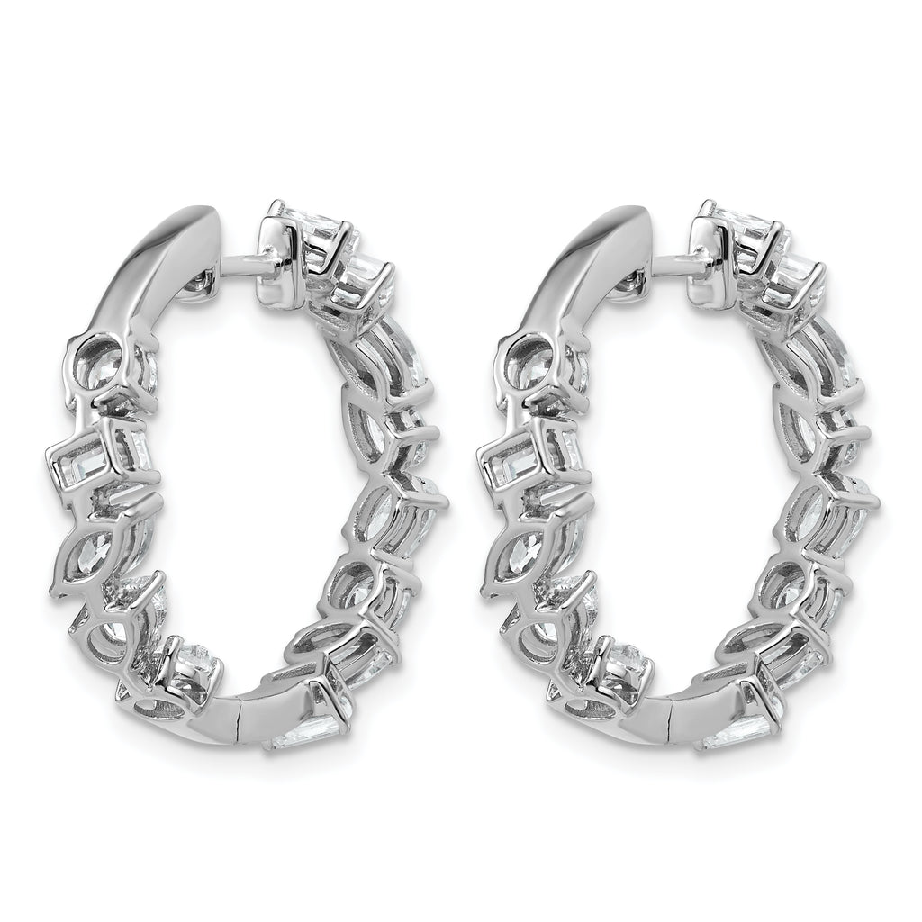 14k White Gold 4 1/2 carat Lab Grown Diamond VS+ F+ Complete Hinged In and Out Hoop Earrings