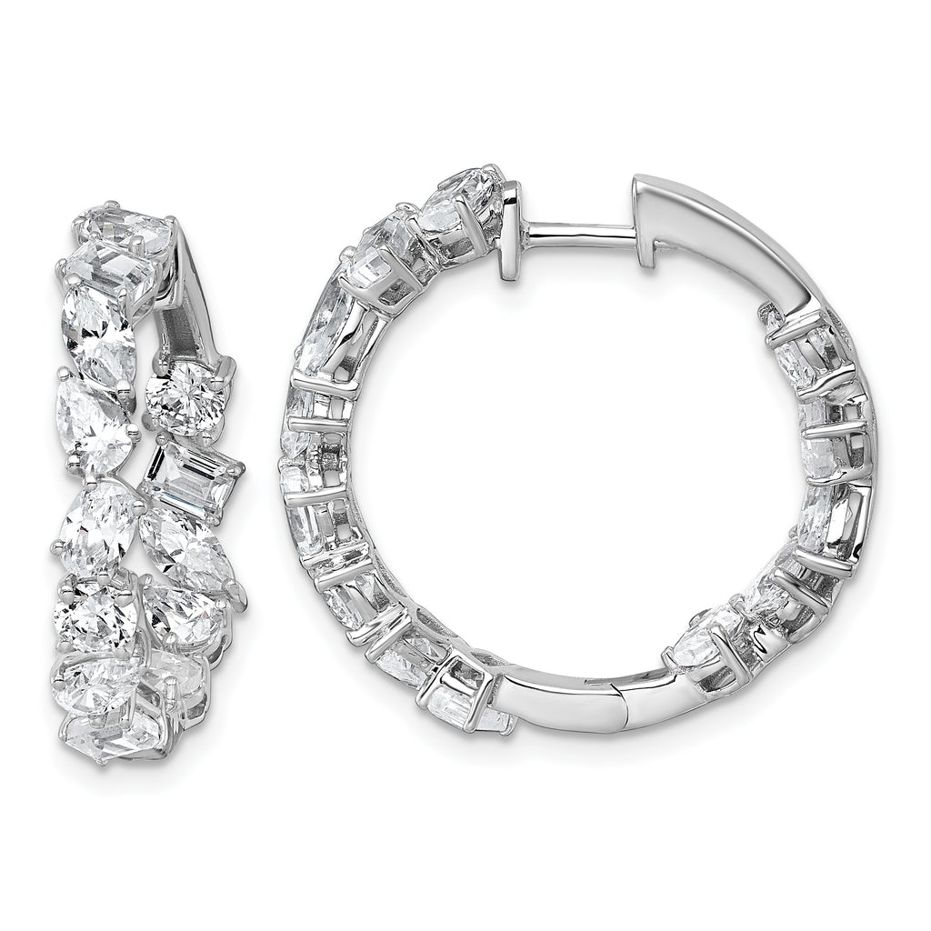 14k White Gold 4 1/2 carat Lab Grown Diamond VS+ F+ Complete Hinged In and Out Hoop Earrings