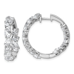 14k White Gold 4 1/2 carat Lab Grown Diamond VS+ F+ Complete Hinged In and Out Hoop Earrings