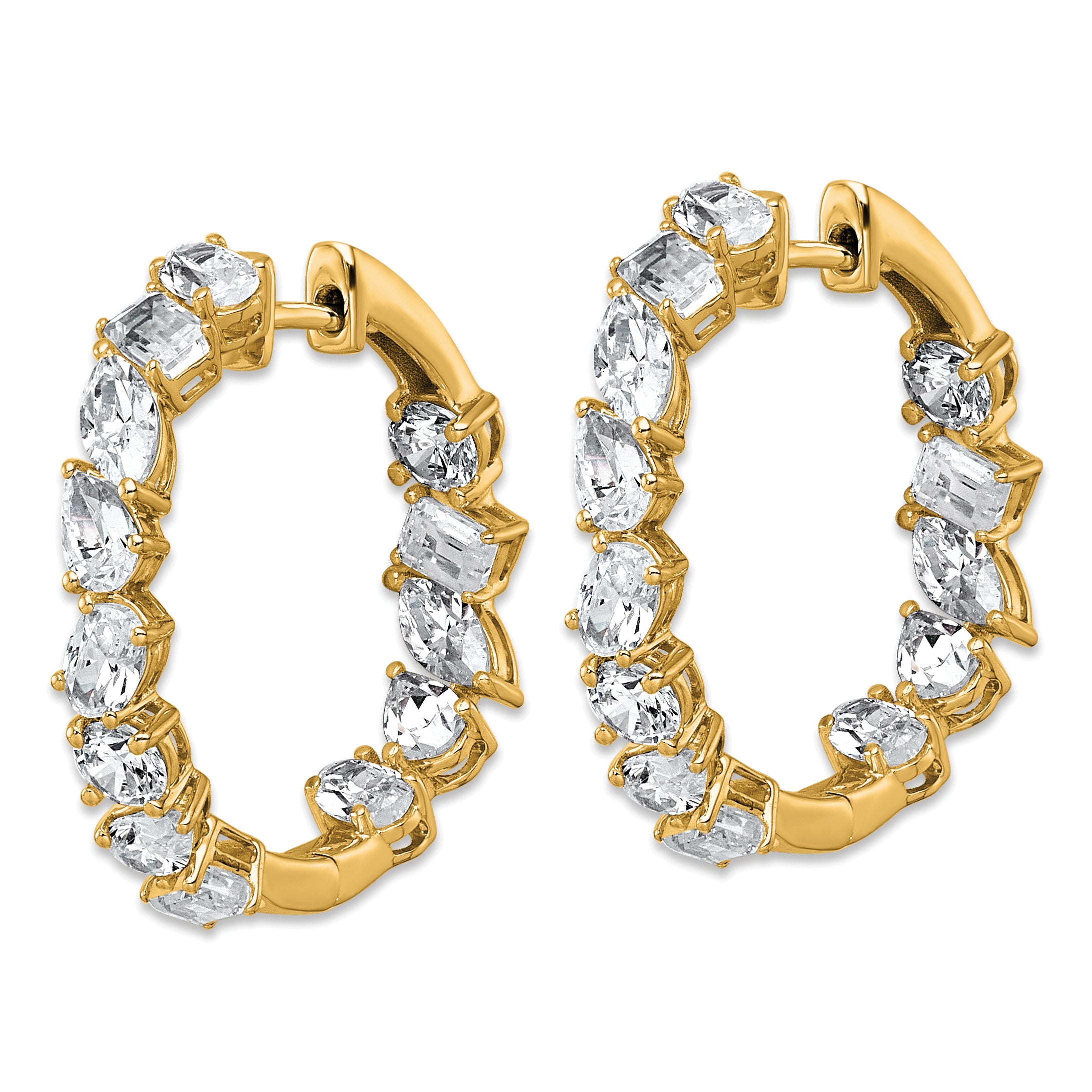 14k 4 1/2 carat Lab Grown Diamond VS+ F+ Complete Hinged In and Out Hoop Earrings