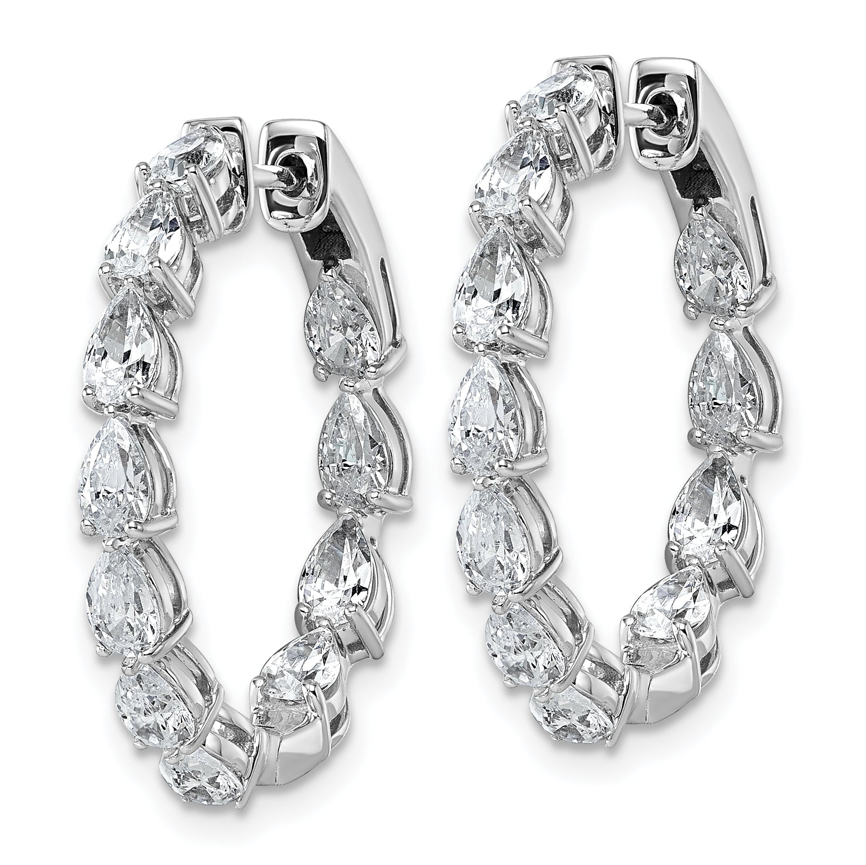 14k White Gold 3 1/3 carat Lab Grown Diamond VS+ F+ Complete Hinged In and Out Hoop Earrings