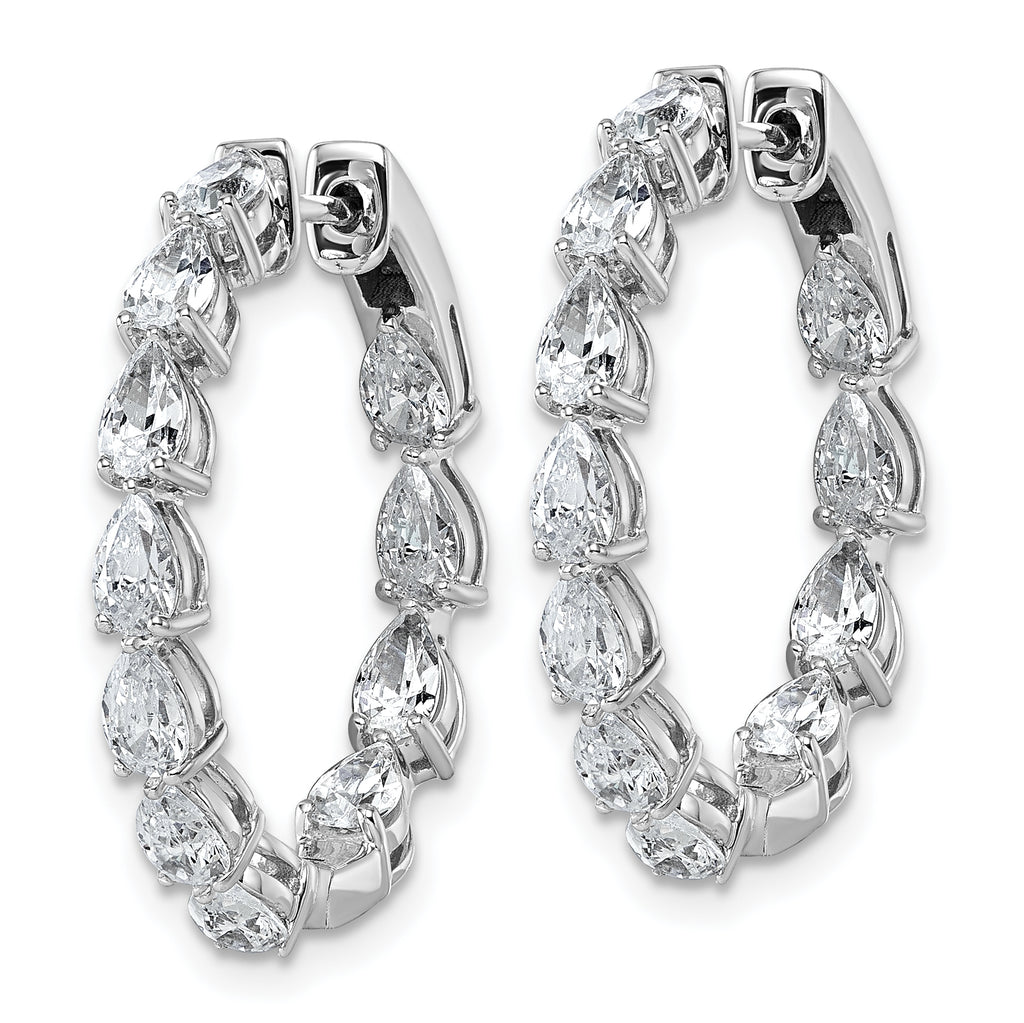 14k White Gold 3 1/3 carat Lab Grown Diamond VS+ F+ Complete Hinged In and Out Hoop Earrings