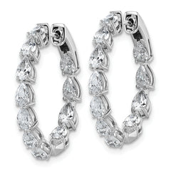 14k White Gold 3 1/3 carat Lab Grown Diamond VS+ F+ Complete Hinged In and Out Hoop Earrings