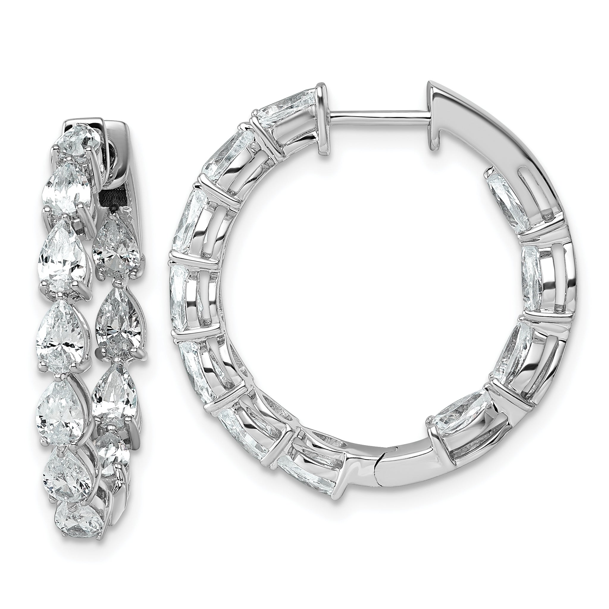 14k White Gold 3 1/3 carat Lab Grown Diamond VS+ F+ Complete Hinged In and Out Hoop Earrings Main image
