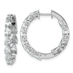 14k White Gold 3 1/3 carat Lab Grown Diamond VS+ F+ Complete Hinged In and Out Hoop Earrings