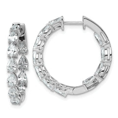 14k White Gold 3 1/3 carat Lab Grown Diamond VS+ F+ Complete Hinged In and Out Hoop Earrings