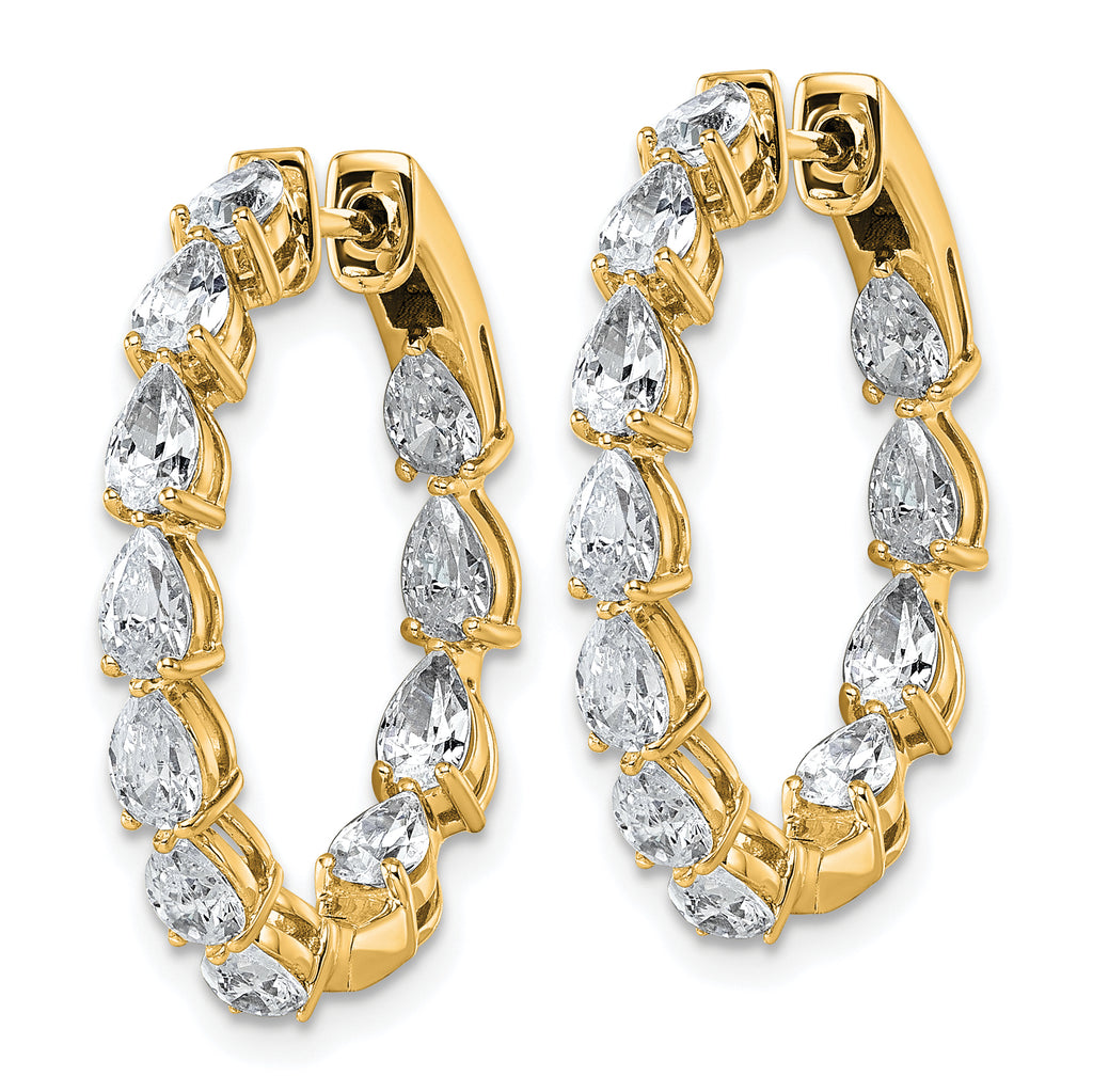 14k 3 1/3 carat Lab Grown Diamond VS+ F+ Complete Hinged In and Out Hoop Earrings