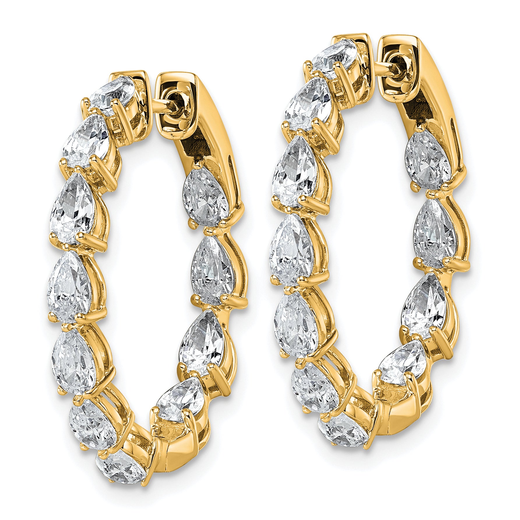 14k 3 1/3 carat Lab Grown Diamond VS+ F+ Complete Hinged In and Out Hoop Earrings