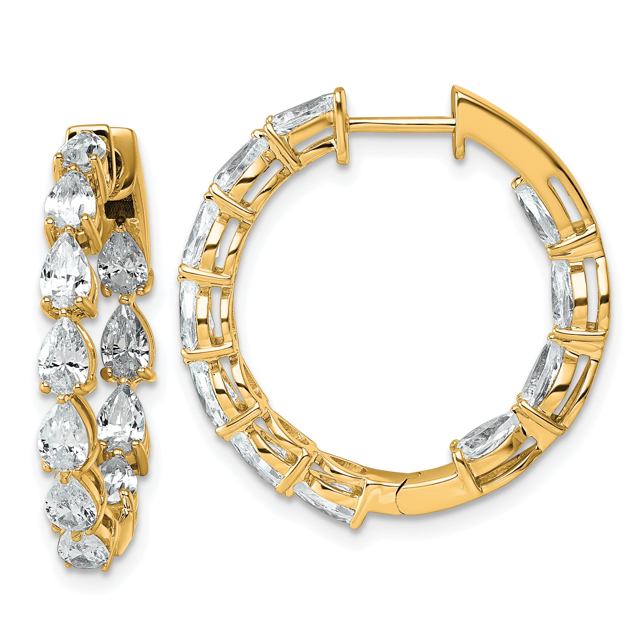 14k 3 1/3 carat Lab Grown Diamond VS+ F+ Complete Hinged In and Out Hoop Earrings Main image