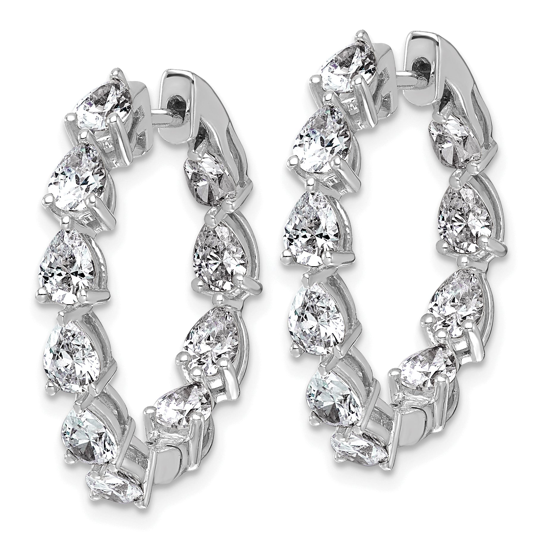 14k White Gold 3 carat Lab Grown Diamond VS+ F+ Complete Hinged In and Out Hoop Earrings Secondary image