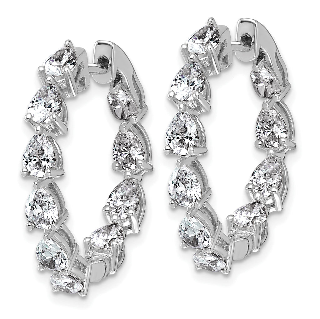14k White Gold 3 carat Lab Grown Diamond VS+ F+ Complete Hinged In and Out Hoop Earrings