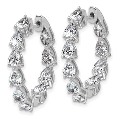 14k White Gold 3 carat Lab Grown Diamond VS+ F+ Complete Hinged In and Out Hoop Earrings