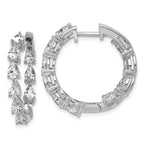14k White Gold 3 carat Lab Grown Diamond VS+ F+ Complete Hinged In and Out Hoop Earrings