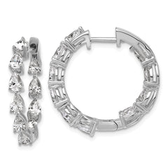 14k White Gold 3 carat Lab Grown Diamond VS+ F+ Complete Hinged In and Out Hoop Earrings