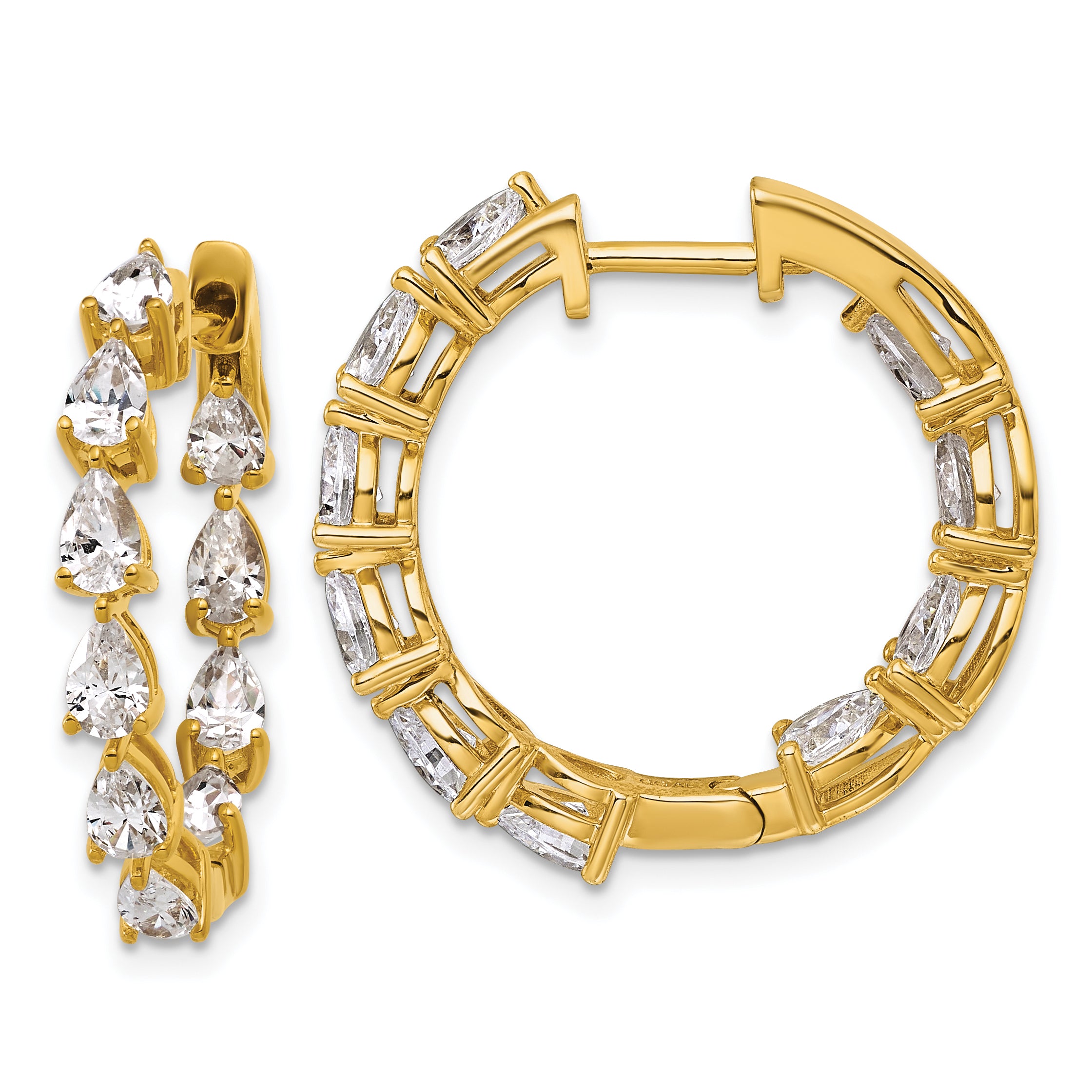 14k 3 carat Lab Grown Diamond VS+ F+ Complete Hinged In and Out Hoop Earrings Main image