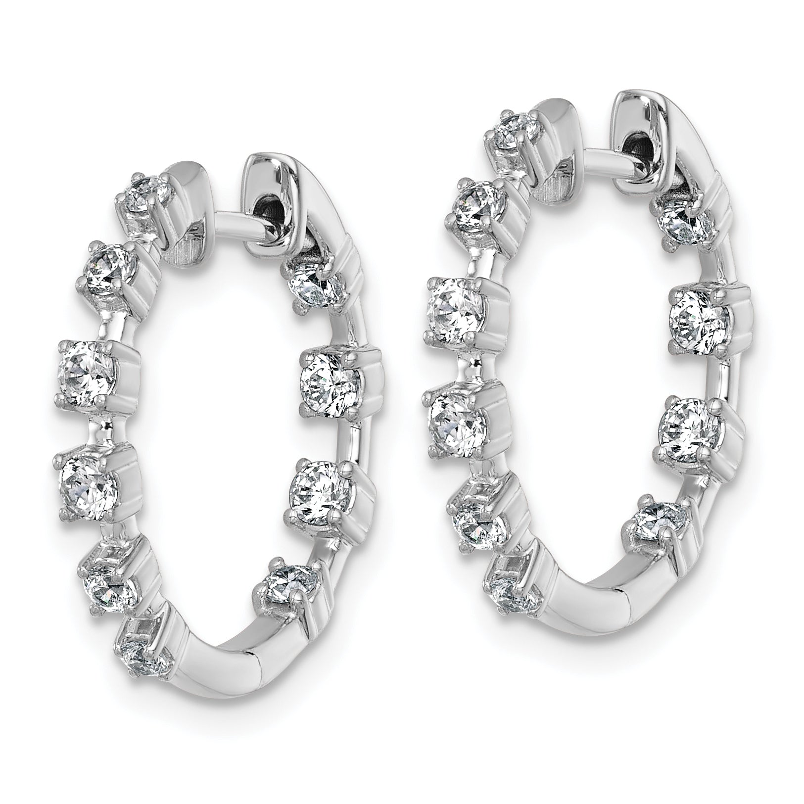 14k White Gold 7/8 carat Lab Grown Diamond VS+ F+ Complete Hinged Hoop Earrings
