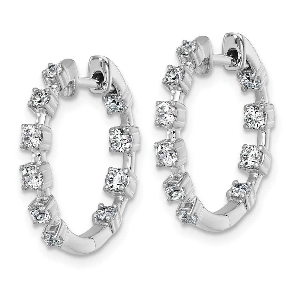 14k White Gold 7/8 carat Lab Grown Diamond VS+ F+ Complete Hinged Hoop Earrings
