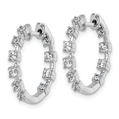 14k White Gold 7/8 carat Lab Grown Diamond VS+ F+ Complete Hinged Hoop Earrings