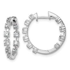 14k White Gold 7/8 carat Lab Grown Diamond VS+ F+ Complete Hinged Hoop Earrings