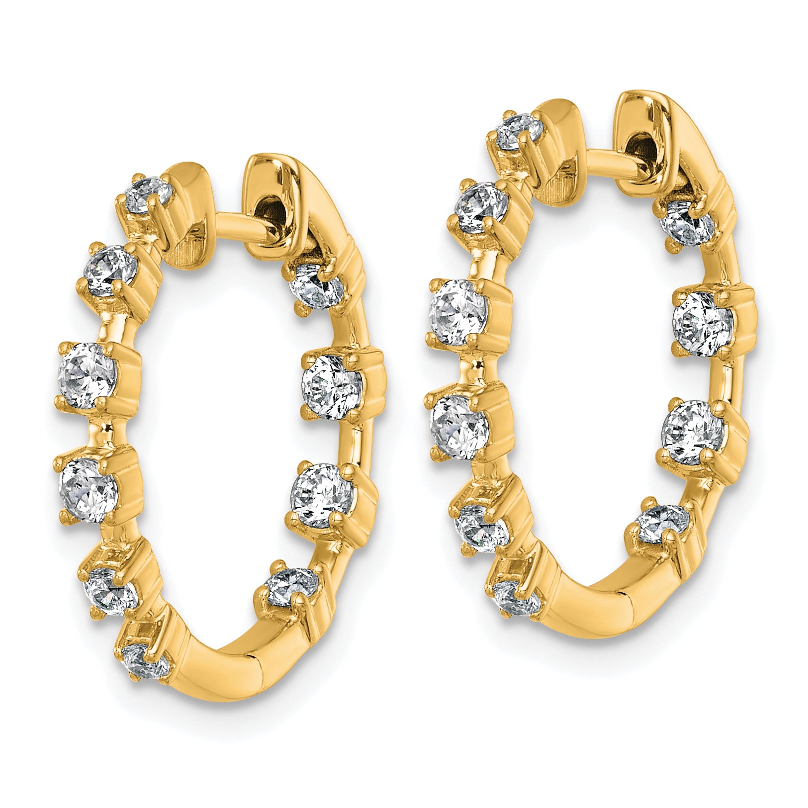 14k 7/8 carat Lab Grown Diamond VS+ F+ Complete Hinged Hoop Earrings