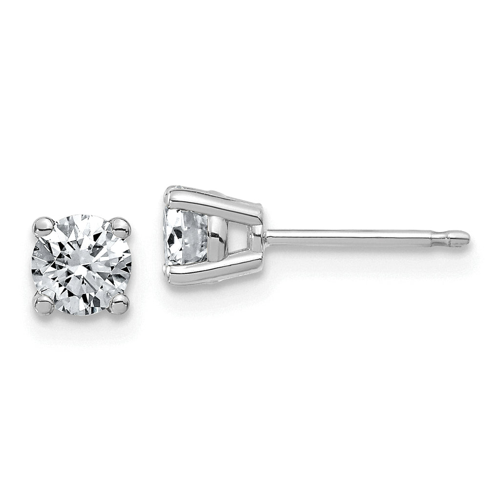 14K White Gold 5/8 ct Lab-Created Diamond VS+ F+, 4-Prong Stud Earrings