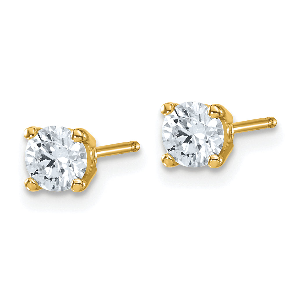 14K Yellow Gold 5/8 ct Lab-Created Diamond VS+ F+, 4-Prong Stud Earrings
