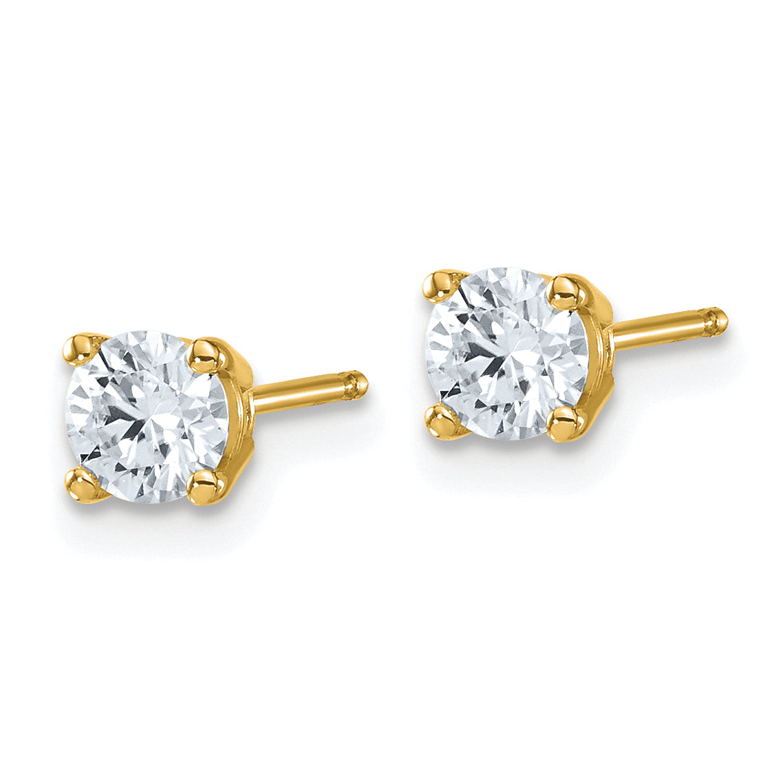 14K Yellow Gold 5/8 ct Lab-Created Diamond VS+ F+, 4-Prong Stud Earrings