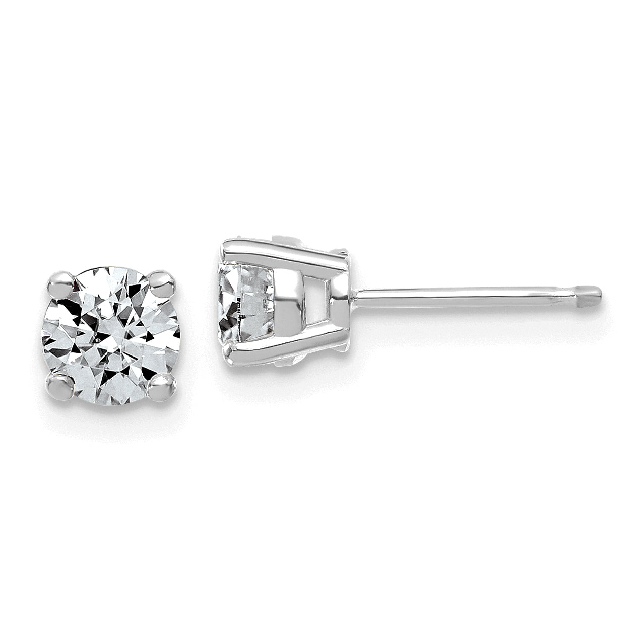 14K White Gold 7/8 ct Lab-Created Diamond VS+ F+, 4-Prong Stud Earrings