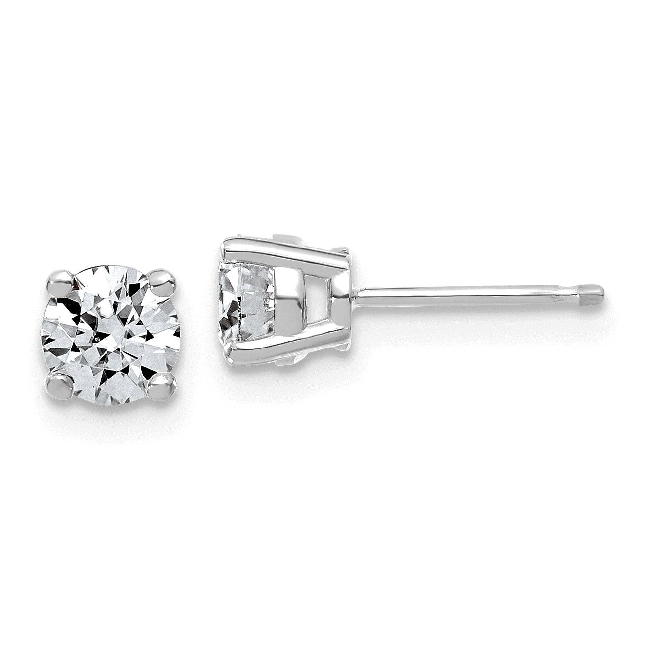 14K White Gold 1 ct Lab-Created Diamond VS/SI+ G+, 4-Prong Stud Earrings Main image