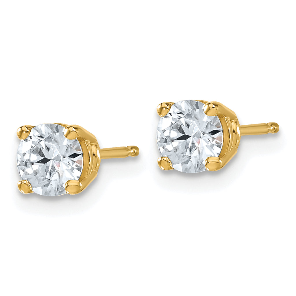 14K Yellow Gold 1 ct Lab-Created Diamond VS+ F+, 4-Prong Stud Earrings