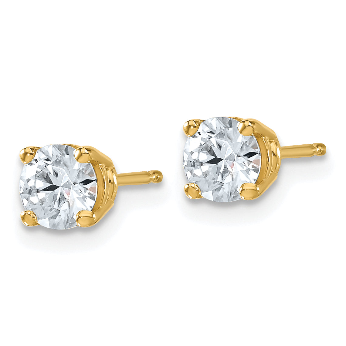 14k 1 carat Lab Grown Diamond VS/SI+ G+ Complete Round Angled Profile Four Prong Stud Earrings