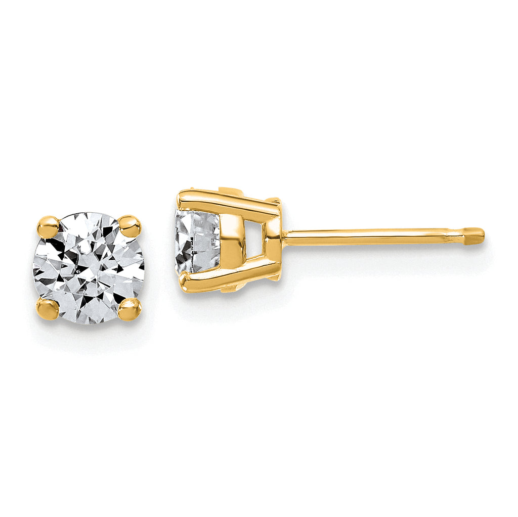 14K Yellow Gold 1 ct Lab-Created Diamond VS+ F+, 4-Prong Stud Earrings