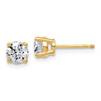 14k 1 carat Lab Grown Diamond VS/SI+ G+ Complete Round Angled Profile Four Prong Stud Earrings