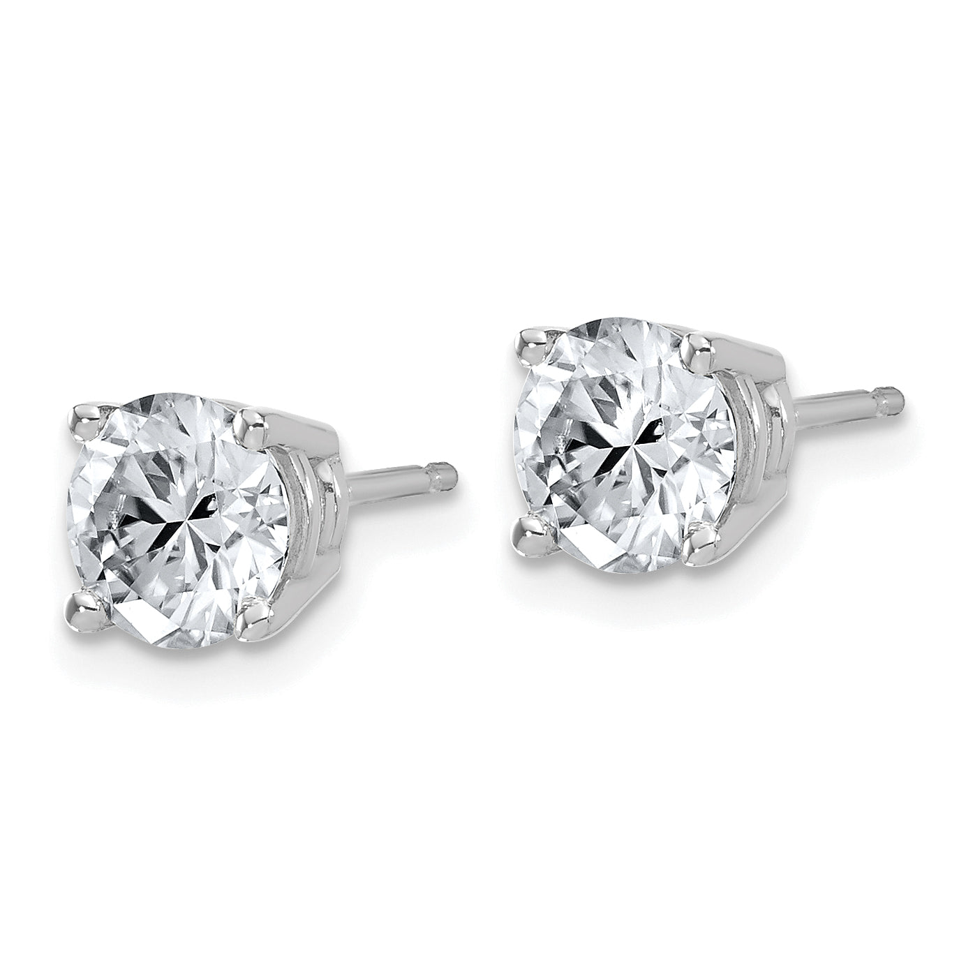 14K White Gold 2 ct Lab-Created Diamond VS+ F+, 4-Prong Stud Earrings