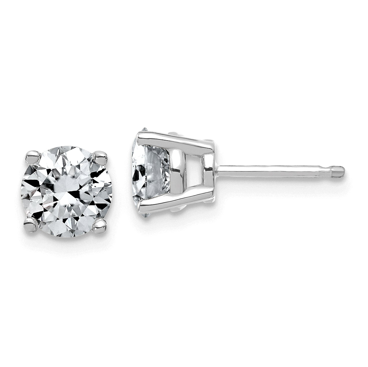 14K White Gold 2 ct Lab-Created Diamond VS/SI+ G+, 4-Prong Stud Earrings