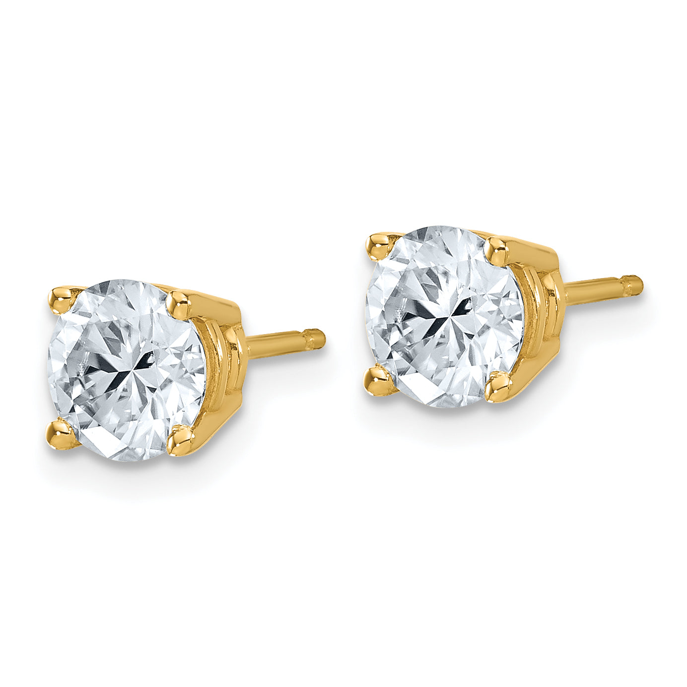14k 2 carat Lab Grown Diamond VS+ F+ Complete Round Angled Profile Four Prong Stud Earrings Secondary image