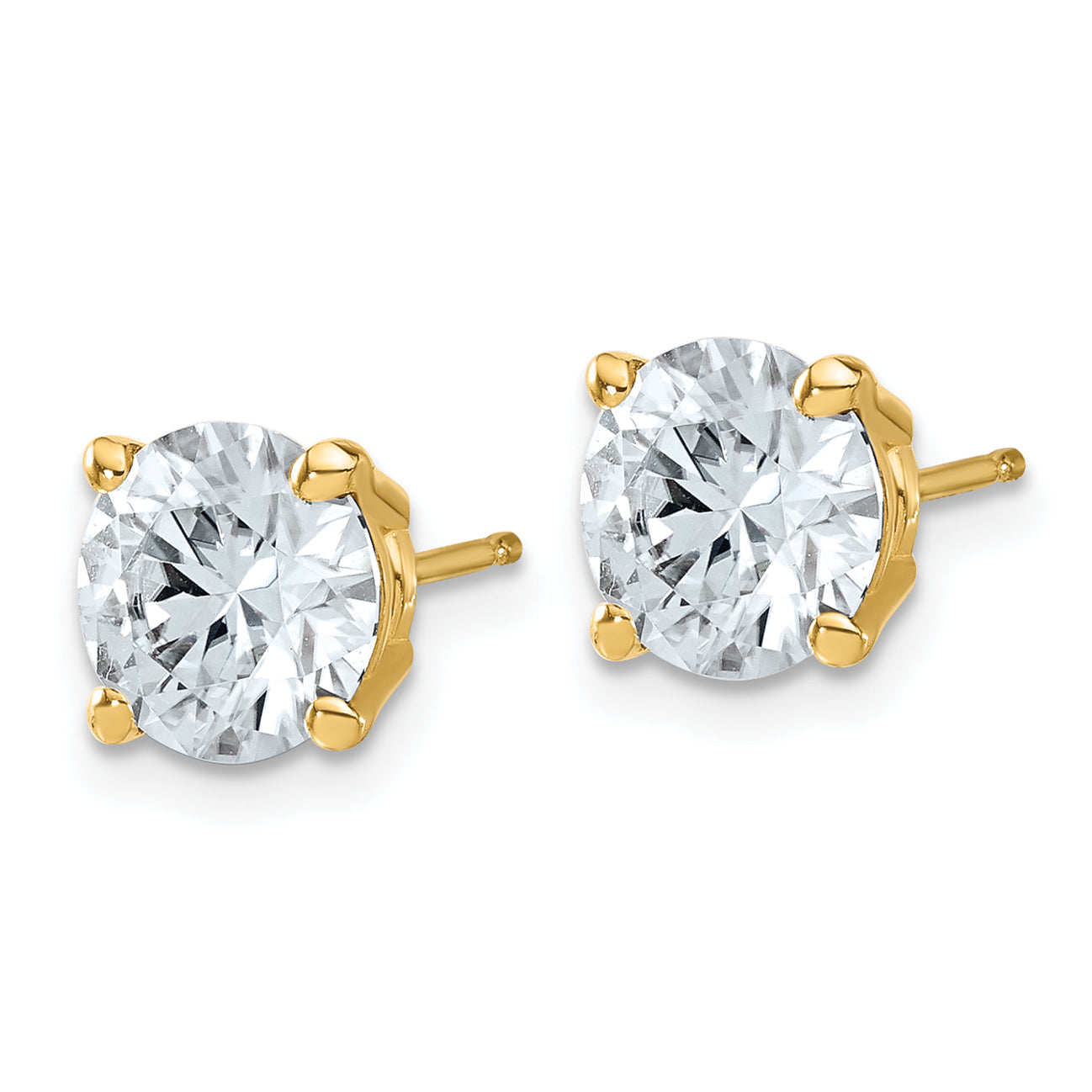 14K Yellow Gold 3 ct Lab-Created Diamond VS+ F+, 4-Prong Stud Earrings Secondary image