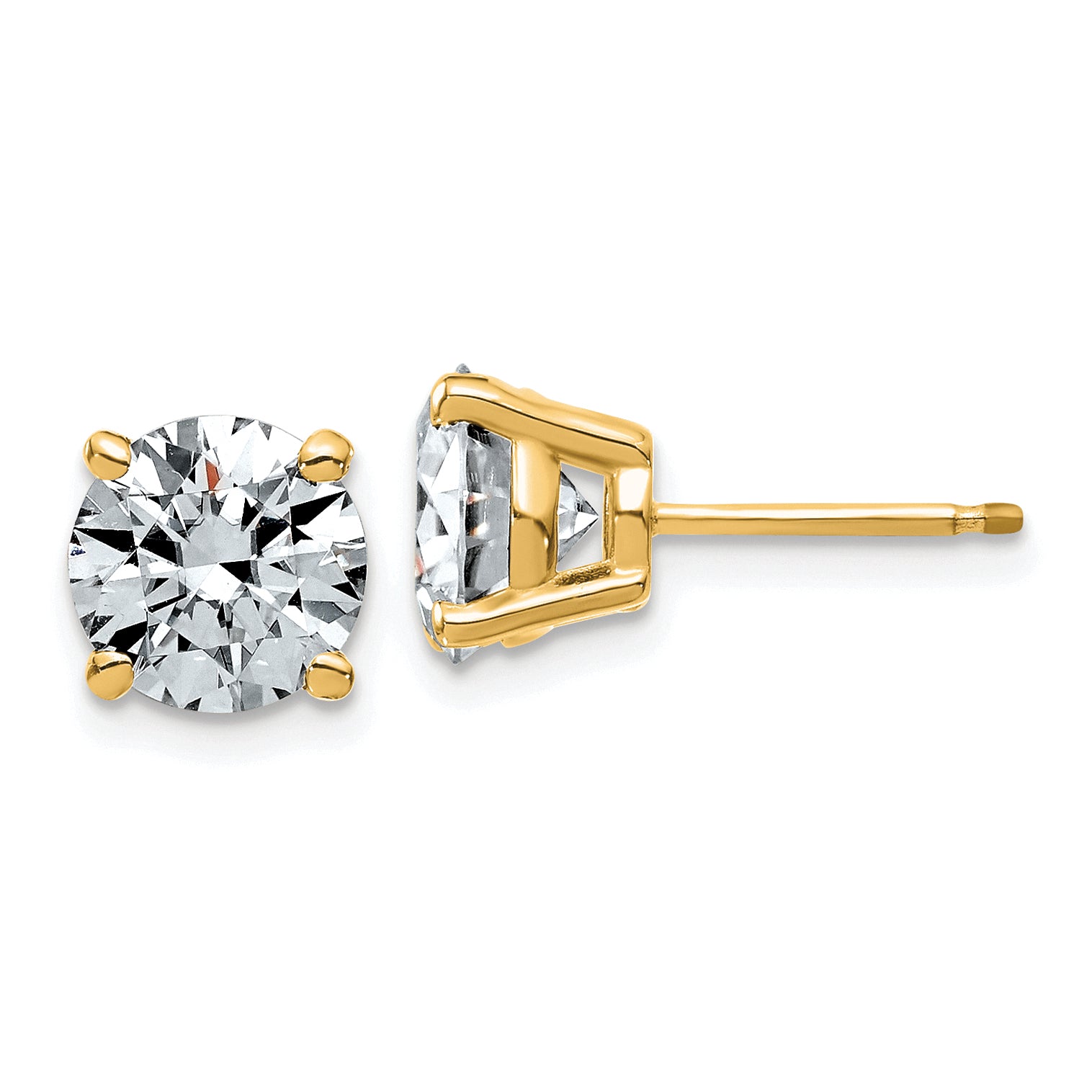 14K Yellow Gold 3 ct Lab-Created Diamond VS+ F+, 4-Prong Stud Earrings Main image