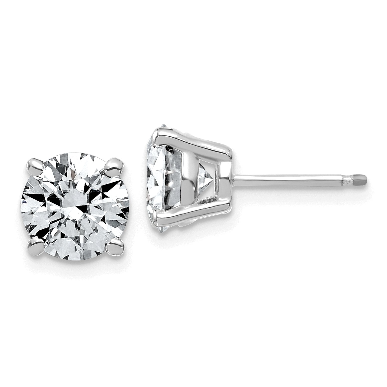 14K White Gold 4 ct Lab-Created Diamond VS/SI+ G+, 4-Prong Stud Earrings Main image