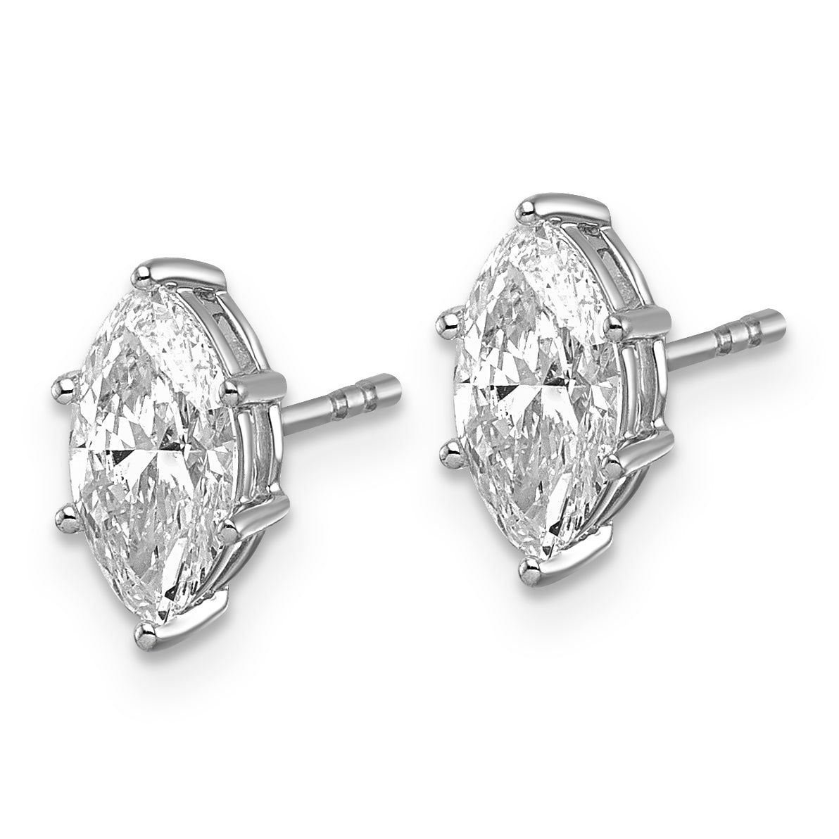 14kw 1 1/3 ctw Lab Grown Diamond VS+ F+ Marquise 6 Prong Earring