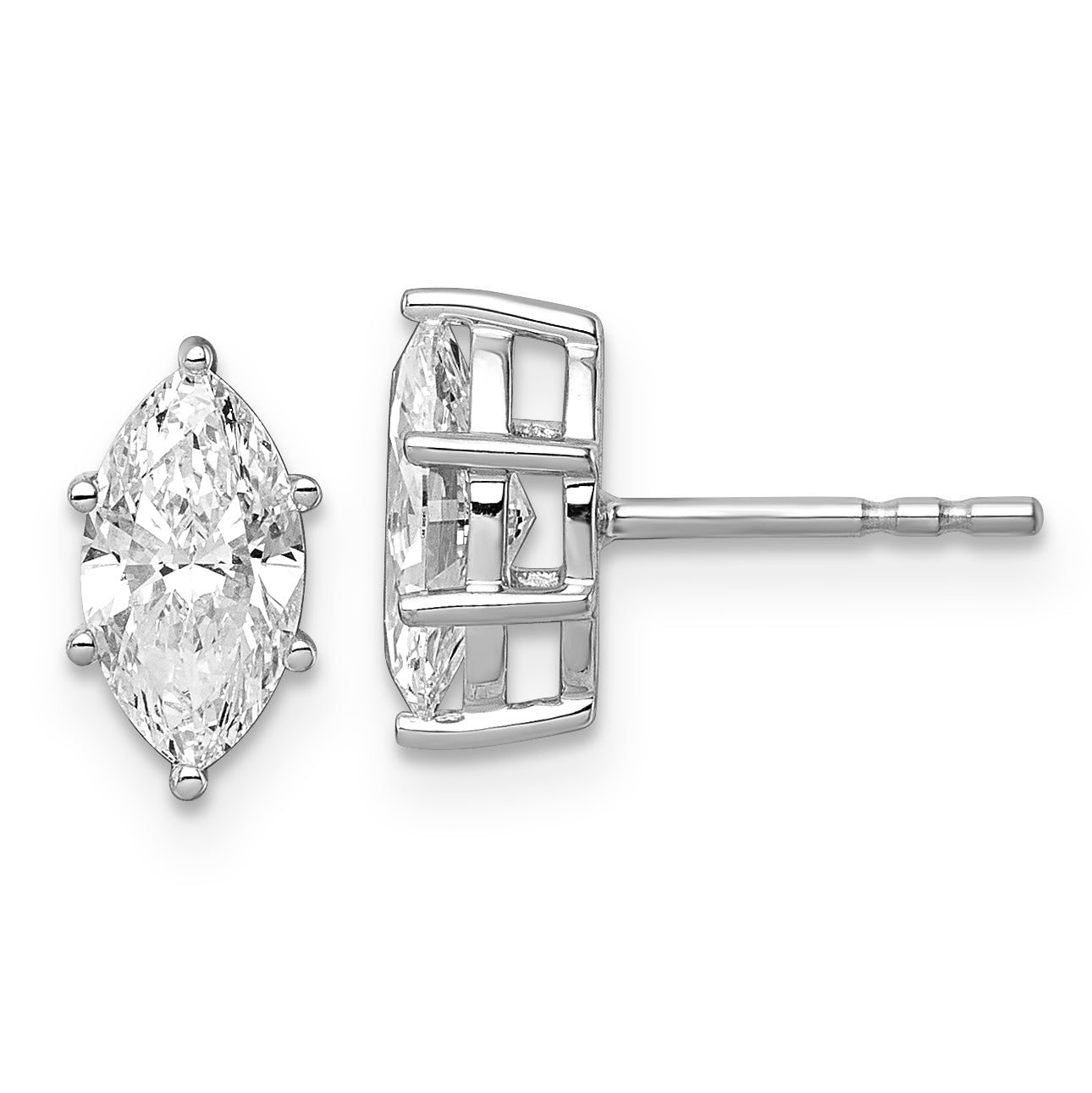 14kw 1 1/3 ctw Lab Grown Diamond VS+ F+ Marquise 6 Prong Earring Main image